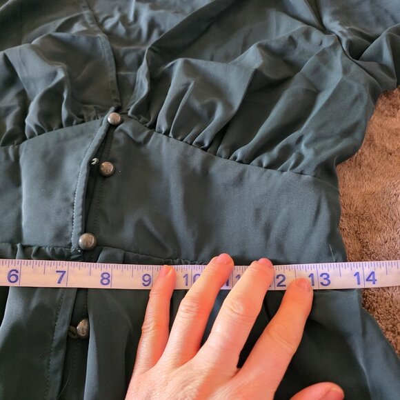 Cupshe XS Emerald Button Mini Dress Long Sleeve NWT - Picture 13 of 15